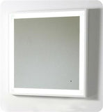 Fresca Platinum Wave 24" Glossy White Bathroom Mirror w/ LED Lighting & Fog-Free System