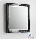 Fresca Platinum Wave 32" Glossy White Bathroom Mirror w/ LED Lighting & Fog-Free System