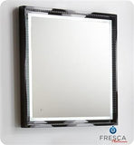 Fresca Platinum Wave 24" Glossy Black Bathroom Mirror w/ LED Lighting & Fog-Free System