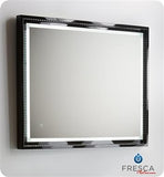 Fresca Platinum Wave 32" Glossy Black Bathroom Mirror w/ LED Lighting & Fog-Free System