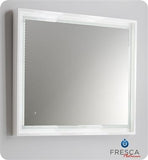 Fresca Platinum Wave 40" Glossy Black Bathroom Mirror w/ LED Lighting & Fog-Free System