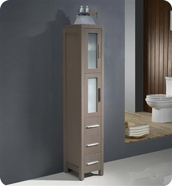 Fresca Torino Gray Oak Tall Bathroom Linen Side Cabinet