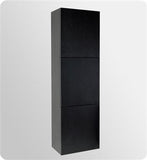 Fresca Black Bathroom Linen Side Cabinet w/ 3 Large Storage Areas