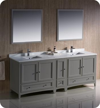 Fresca Oxford 84" Gray Traditional Double Sink Bathroom Vanity