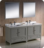 Fresca Oxford 72" Gray Traditional Double Sink Bathroom Vanity