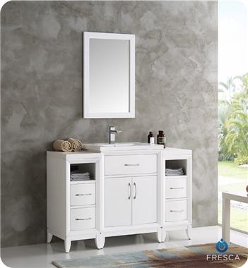 Fresca Cambridge 48" White Traditional Bathroom Vanity w/ Mirror