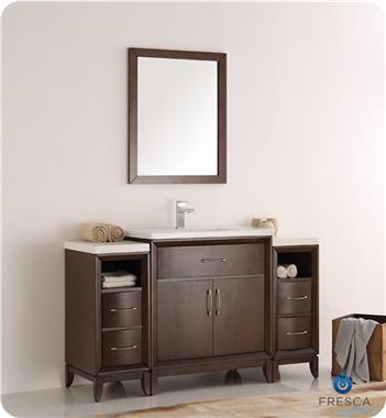 Fresca Cambridge 54" Antique Coffee Traditional Bathroom Vanity w/ Mirror