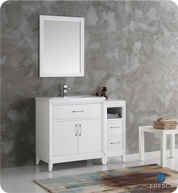 Fresca Cambridge 42" White Traditional Bathroom Vanity w/ Mirror