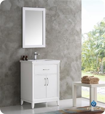 Fresca Cambridge 24" White Traditional Bathroom Vanity w/ Mirror