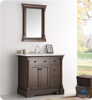 Fresca Kingston 36" Antique Coffee Traditional Bathroom Vanity w/ Mirror