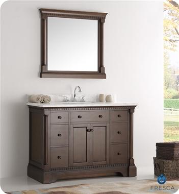 Fresca Kingston 48" Antique Coffee Traditional Bathroom Vanity w/ Mirror