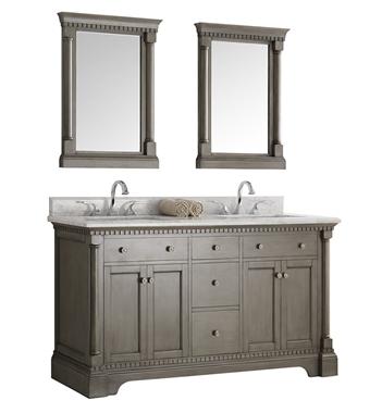 Fresca Kingston 60" Antique Silver Double Sink Traditional Bathroom Vanity w/ Mirrors