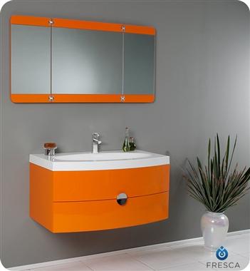 Fresca Energia 36" Orange Modern Bathroom Vanity w/ Three Panel Folding Mirror