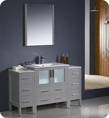 Fresca Torino 54" Gray Modern Bathroom Vanity w/ 2 Side Cabinets & Integrated Sink