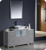 Fresca Torino 54" Gray Modern Bathroom Vanity w/ 2 Side Cabinets & Vessel Sink