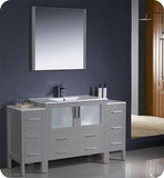 Fresca Torino 60" Gray Modern Bathroom Vanity w/ 2 Side Cabinets & Integrated Sink