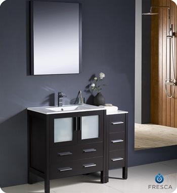 Fresca Torino 42" Espresso Modern Bathroom Vanity w/ Side Cabinet & Integrated Sink