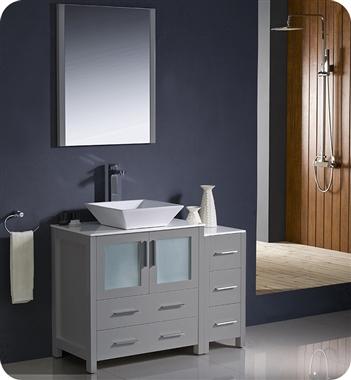 Fresca Torino 42" Gray Modern Bathroom Vanity w/ Side Cabinet & Vessel Sink