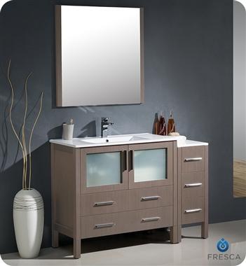 Fresca Torino 48" Gray Oak Modern Bathroom Vanity w/ Side Cabinet & Integrated Sink