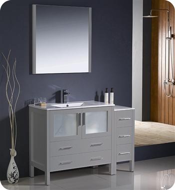 Fresca Torino 48" Gray Modern Bathroom Vanity w/ Side Cabinet & Integrated Sink