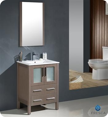 Fresca Torino 24" Gray Oak Modern Bathroom Vanity w/ Integrated Sink