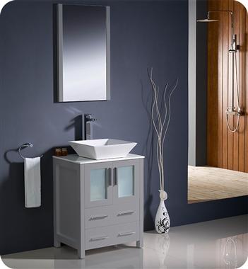 Fresca Torino 24" Gray Modern Bathroom Vanity w/ Vessel Sink