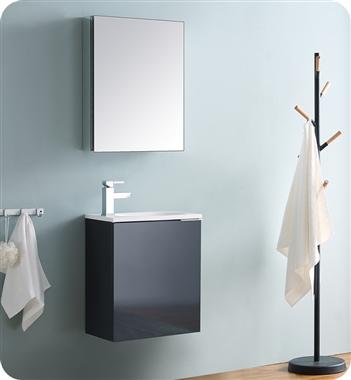 Fresca Valencia 20" Dark Slate Gray Wall Hung Modern Bathroom Vanity w/ Medicine Cabinet