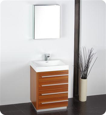 Fresca Livello 24" Teak Modern Bathroom Vanity w/ Medicine Cabinet