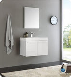 Fresca Vista 30" White Wall Hung Modern Bathroom Vanity w/ Medicine Cabinet