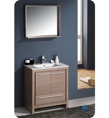 Fresca Allier 30" Gray Oak Modern Bathroom Vanity w/ Mirror