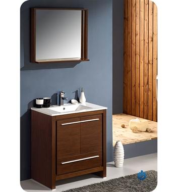 Fresca Allier 30" Wenge Brown Modern Bathroom Vanity w/ Mirror