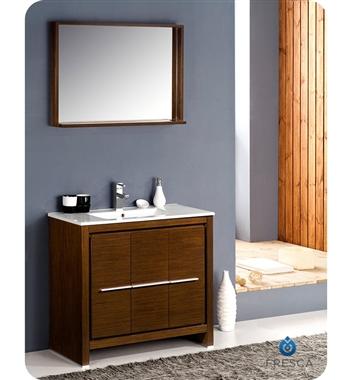 Fresca Allier 36" Wenge Brown Modern Bathroom Vanity w/ Mirror