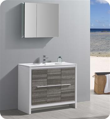 Fresca Allier Rio 40" Ash Gray Modern Bathroom Vanity w/ Medicine Cabinet