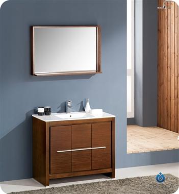 Fresca Allier 40" Wenge Brown Modern Bathroom Vanity w/ Mirror