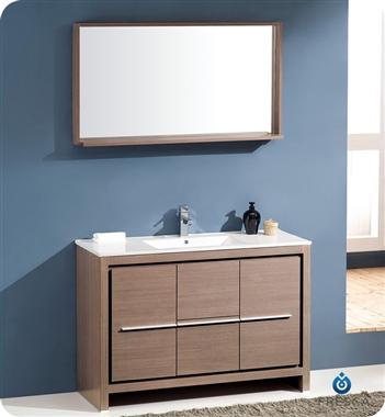 Fresca Allier 48" Gray Oak Modern Bathroom Vanity w/ Mirror