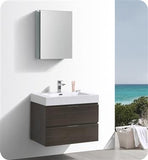 Fresca Valencia 30" Gray Oak Wall Hung Modern Bathroom Vanity w/ Medicine Cabinet