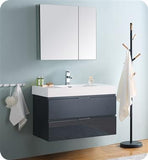 Fresca Valencia 36" Dark Slate Gray Wall Hung Modern Bathroom Vanity w/ Medicine Cabinet