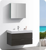 Fresca Valencia 42" Gray Oak Wall Hung Modern Bathroom Vanity w/ Medicine Cabinet