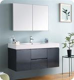 Fresca Valencia 48" Dark Slate Gray Wall Hung Modern Bathroom Vanity w/ Medicine Cabinet