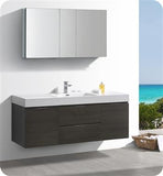 Fresca Valencia 60" Gray Oak Wall Hung Modern Bathroom Vanity w/ Medicine Cabinet