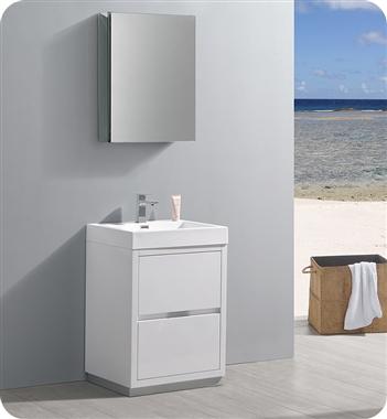Fresca Valencia 24" Glossy White Free Standing Modern Bathroom Vanity w/ Medicine Cabinet