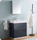 Fresca Valencia 30" Dark Slate Gray Free Standing Modern Bathroom Vanity w/ Medicine Cabinet