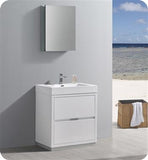 Fresca Valencia 30" Glossy White Free Standing Modern Bathroom Vanity w/ Medicine Cabinet