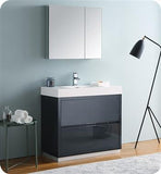 Fresca Valencia 36" Dark Slate Gray Free Standing Modern Bathroom Vanity w/ Medicine Cabinet