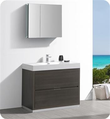 Fresca Valencia 42" Gray Oak Free Standing Modern Bathroom Vanity w/ Medicine Cabinet