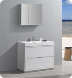 Fresca Valencia 42" Glossy White Free Standing Modern Bathroom Vanity w/ Medicine Cabinet