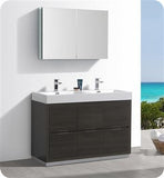 Fresca Valencia 48" Gray Oak Free Standing Double Sink Modern Bathroom Vanity w/ Medicine Cabinet
