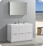 Fresca Valencia 48" Glossy White Free Standing Modern Bathroom Vanity w/ Medicine Cabinet