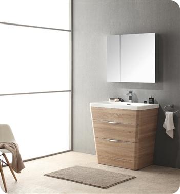 Fresca Milano 32" White Oak Modern Bathroom Vanity w/ Medicine Cabinet