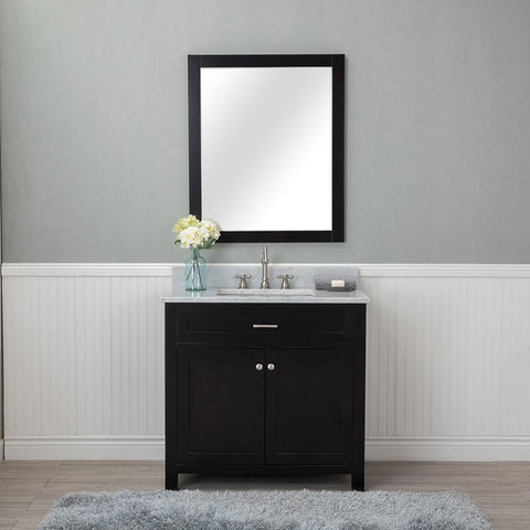 Norwalk 36 in. Single Bathroom Vanity in Espresso with Carrera Marble Top and No Mirror
